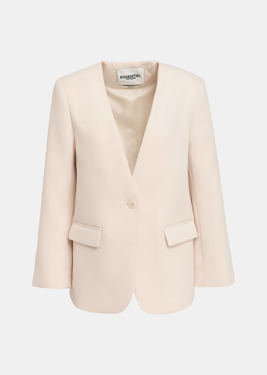 Ecru oversized single-breasted blazer