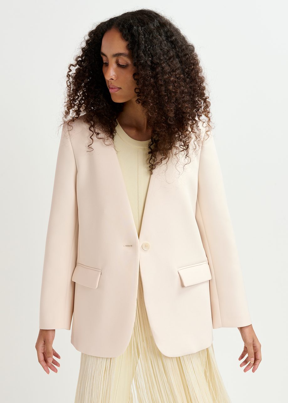 Ecru oversized single-breasted blazer