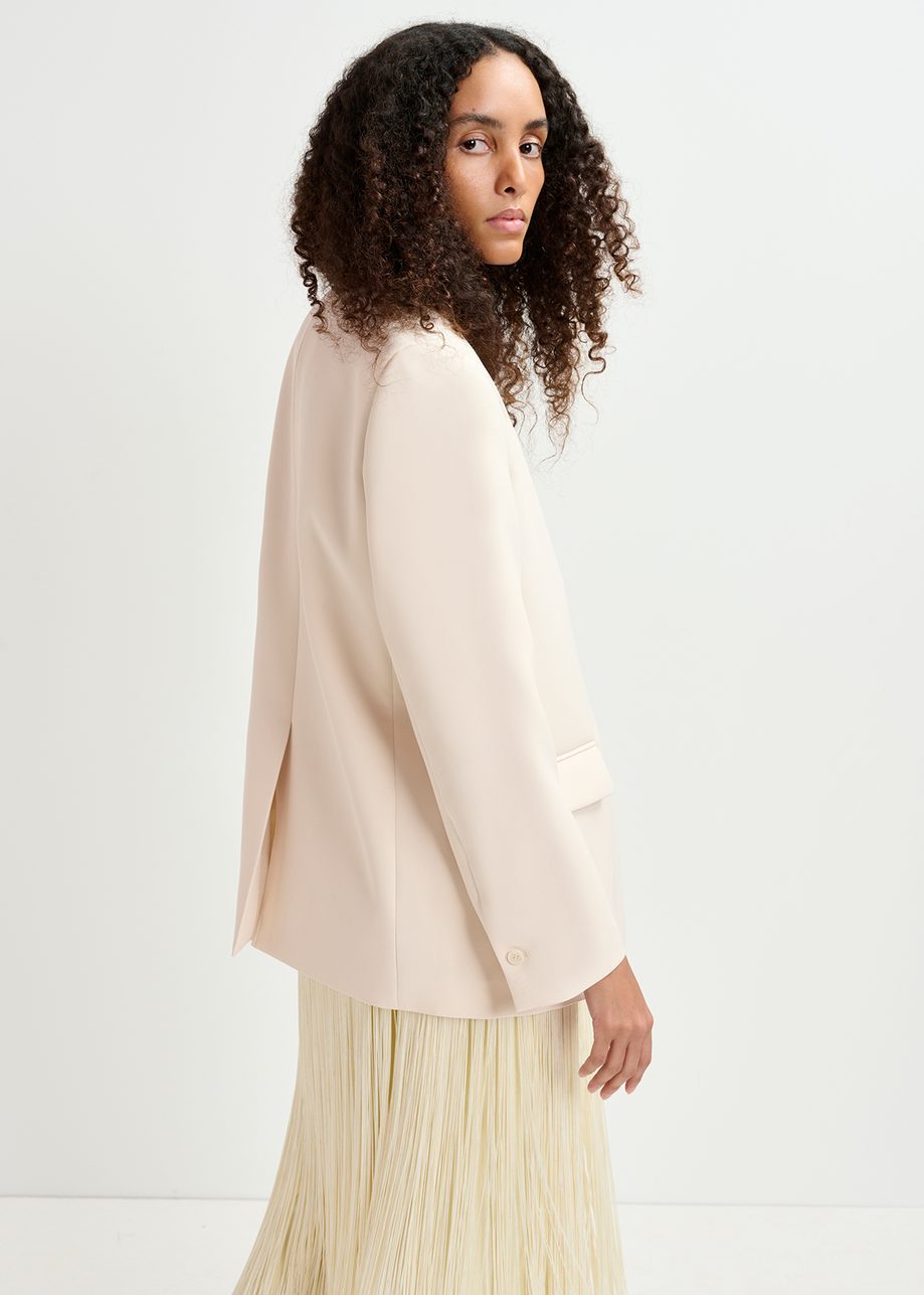 Ecru oversized single-breasted blazer