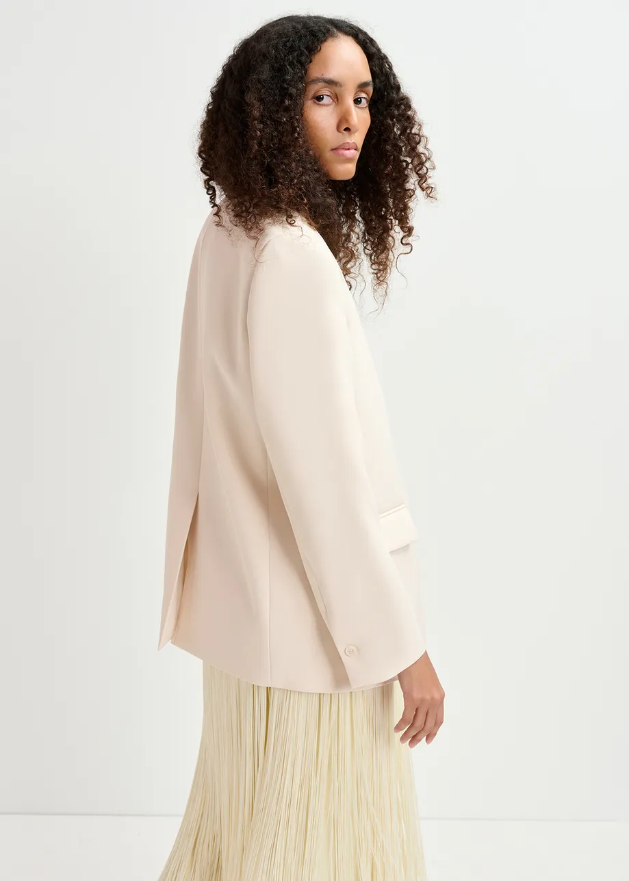 Ecru oversized blazer met enkele knopenrij