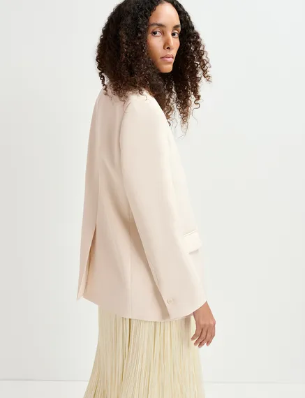 Ecru oversized single-breasted blazer