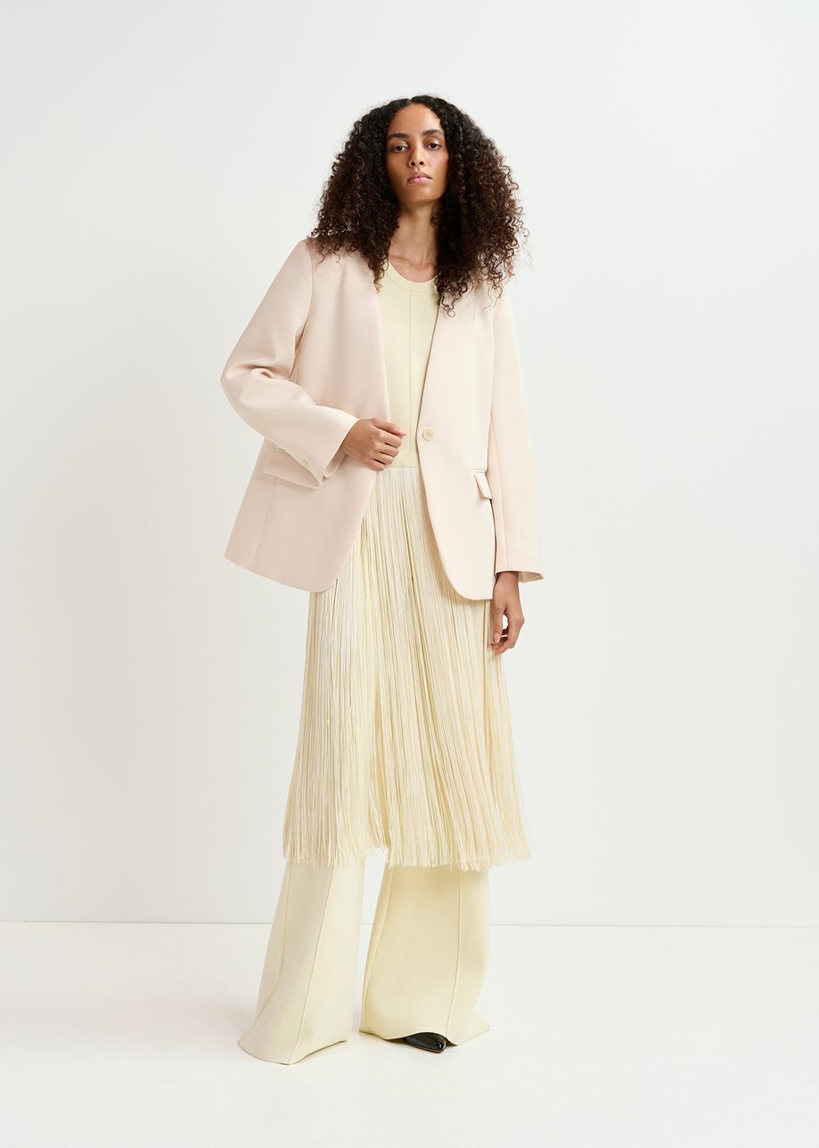 Ecru oversized single-breasted blazer