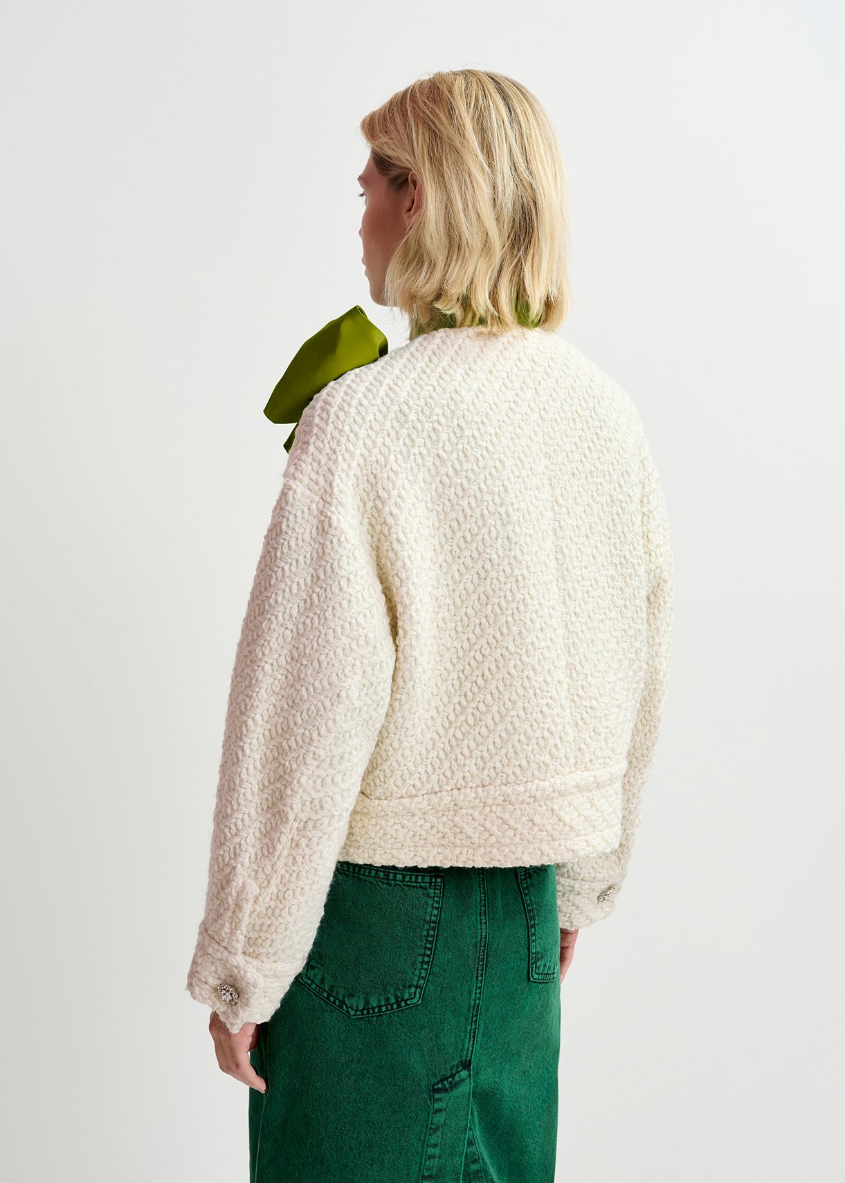 Ecru wool-blend tweed jacket | Essentiel Antwerp United States