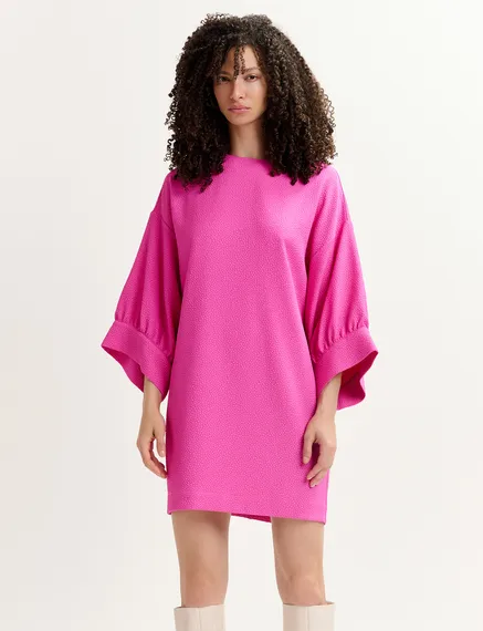 Fuchsia mini-jurk met brede mouwen