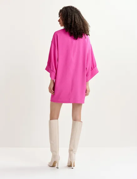 Fuchsia mini-jurk met brede mouwen