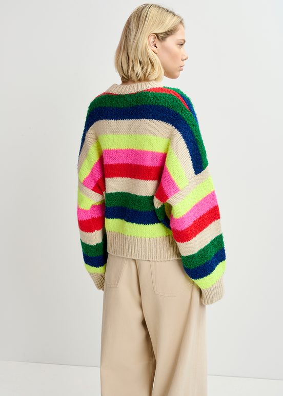 Multicolor geometric intarsia-knitted sweater