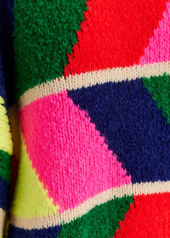 Multicolor geometric intarsia-knitted sweater