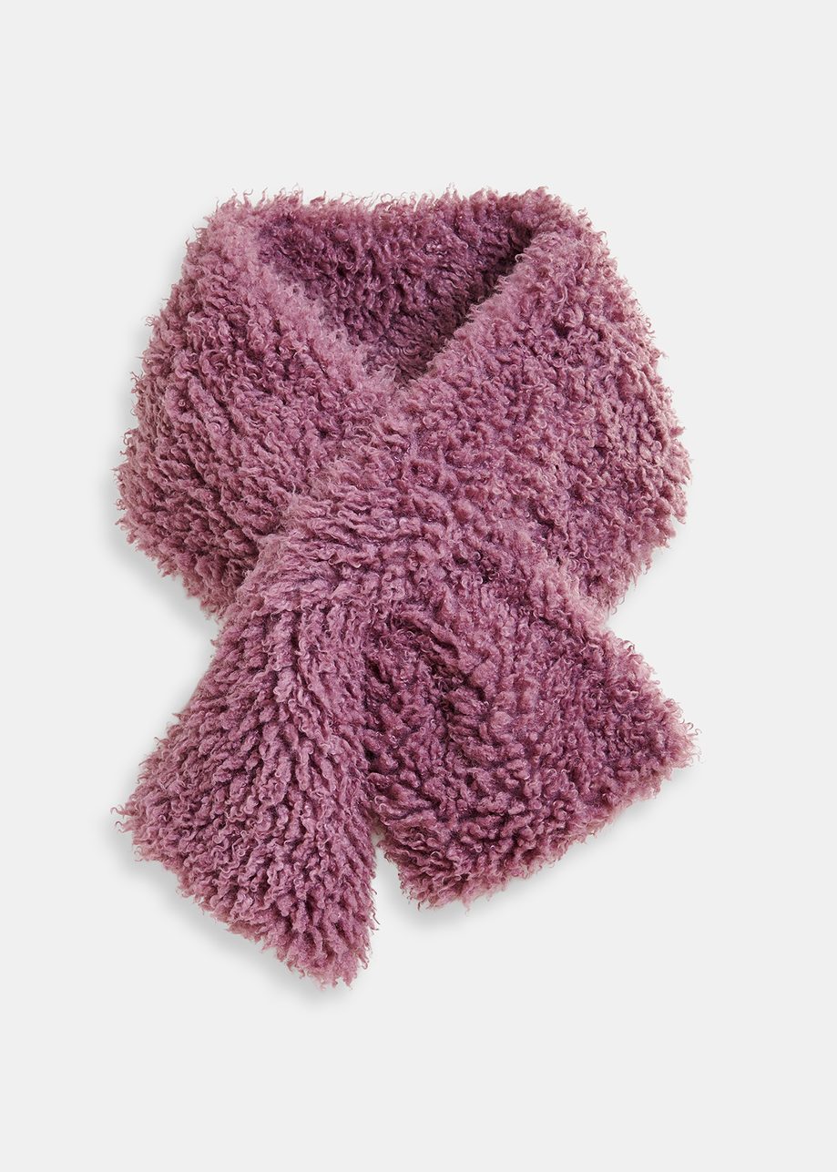 Mauve faux shearling scarf