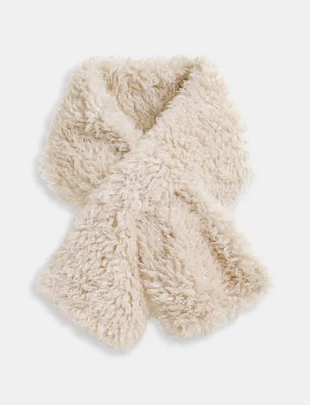 Ecru faux shearling scarf