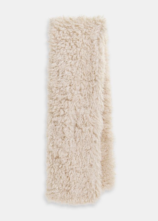 Ecru sjaal in faux shearling