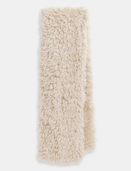 Ecru sjaal in faux shearling