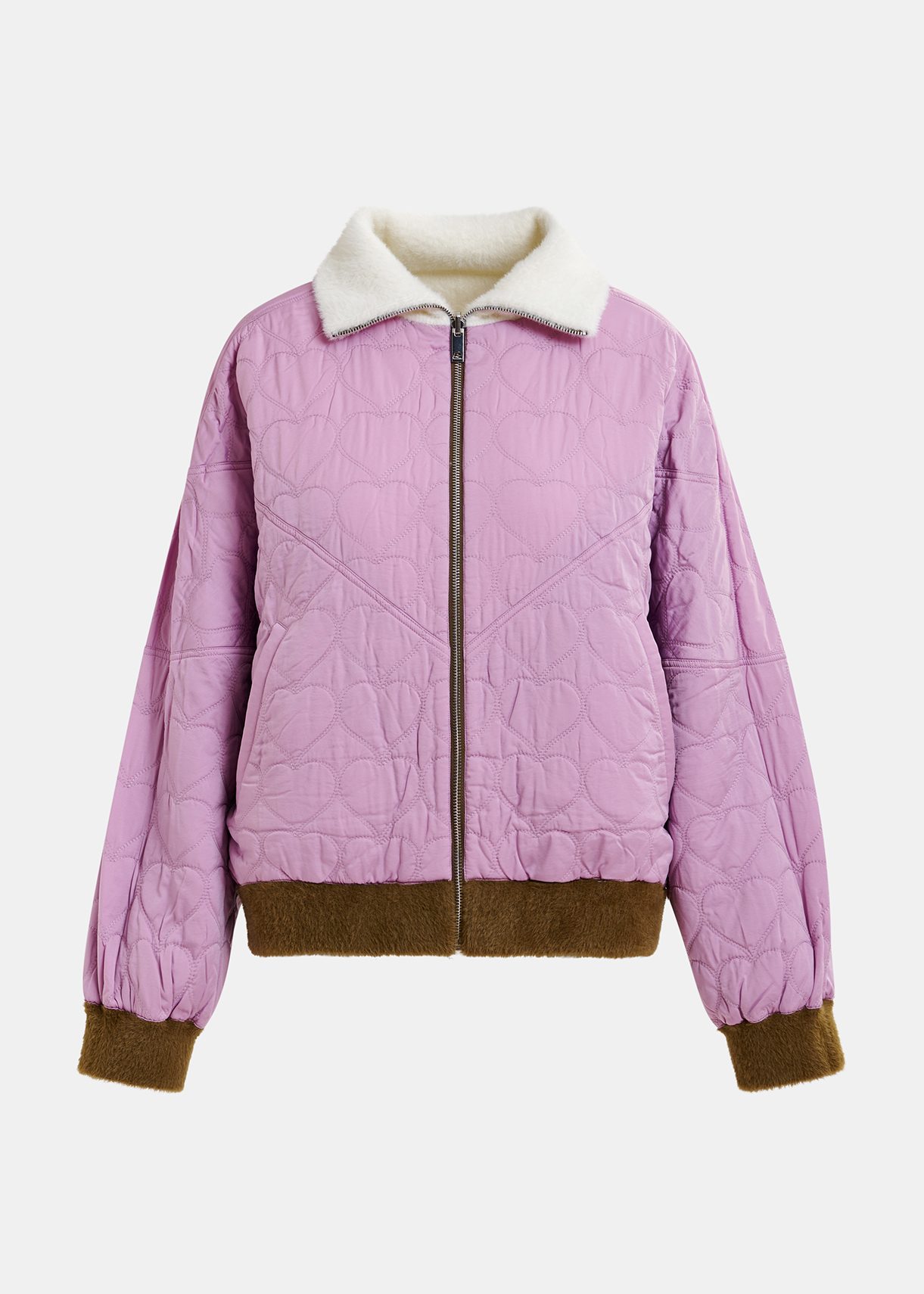 Ecru and brown reversible bomber jacket | Essentiel Antwerp United