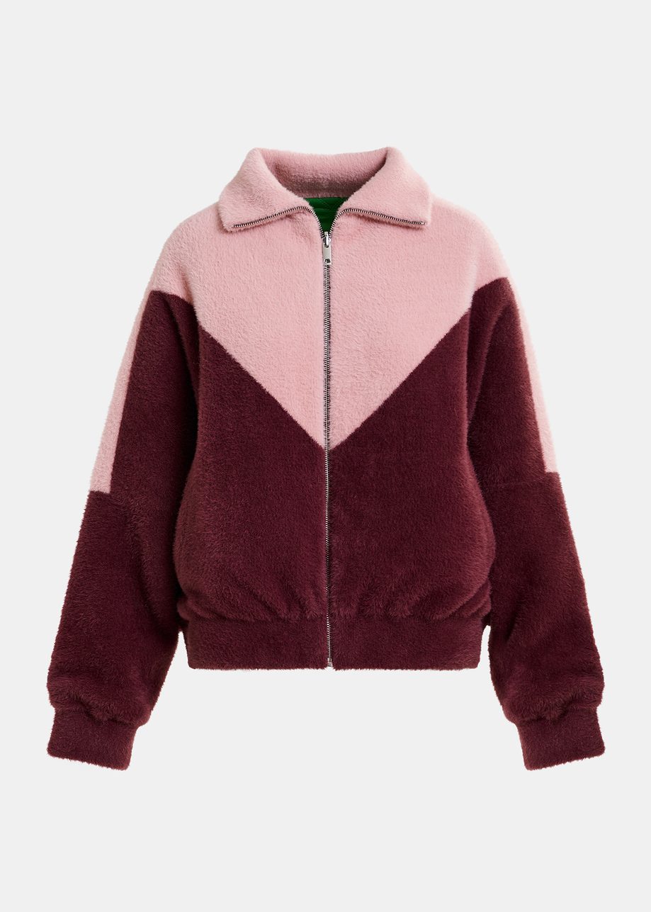 Light pink and burgundy reversible bomber jacket