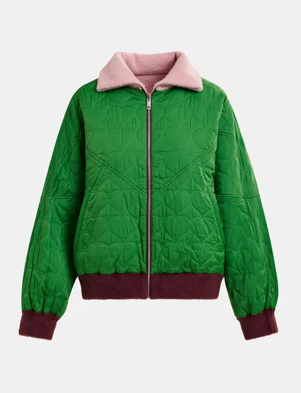 Blouson aviateur réversible rose clair et bordeaux