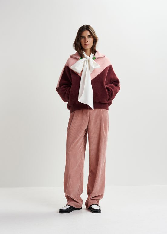 Blouson aviateur réversible rose clair et bordeaux