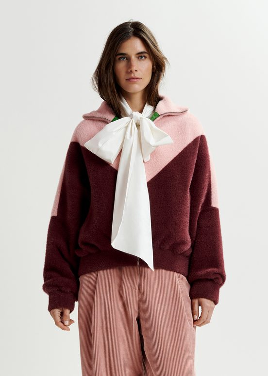 Blouson aviateur réversible rose clair et bordeaux