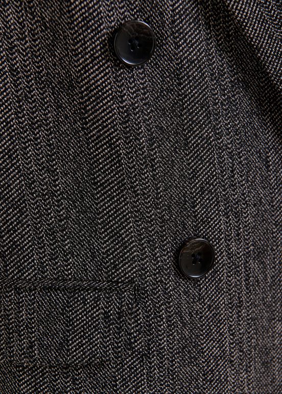 Black herringbone double-breasted blazer