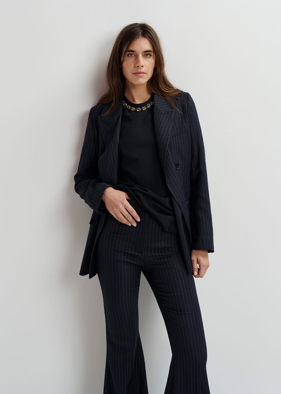 Blazer doppiopetto gessato blu navy