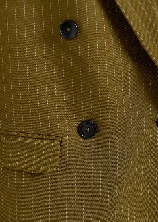 Khaki pinstriped double-breasted blazer