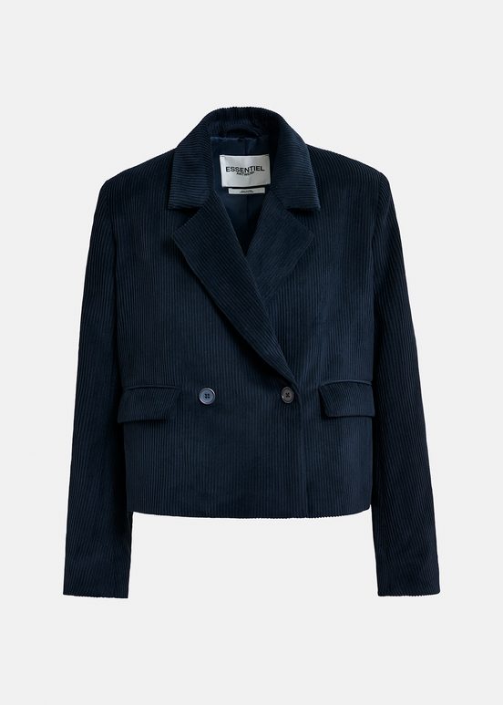 Navy blue corduroy cropped blazer