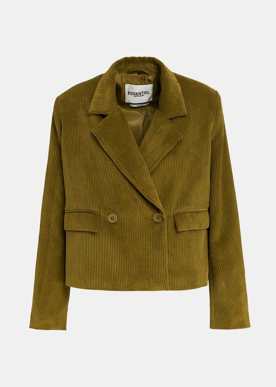 Cropped Cord-Blazer in Khaki