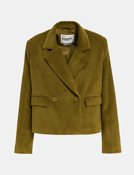 Cropped Cord-Blazer in Khaki