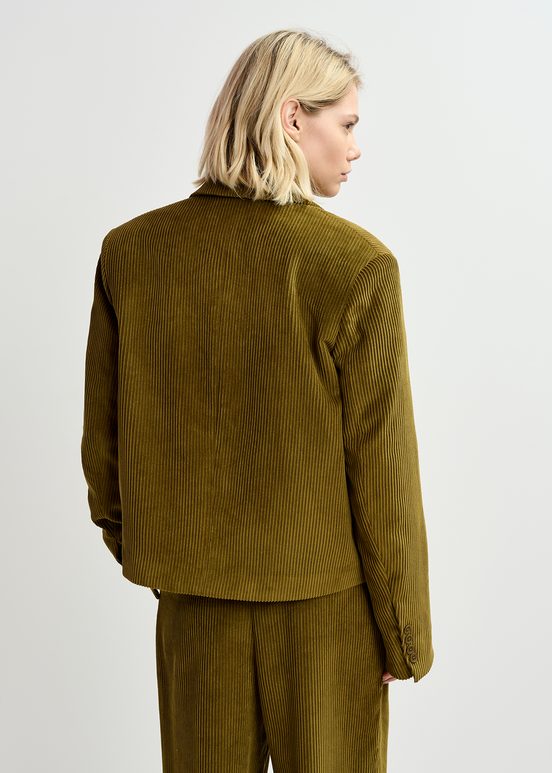 Cropped Cord-Blazer in Khaki