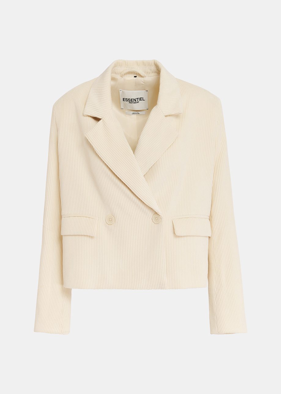 Cropped Cord-Blazer in Ecru