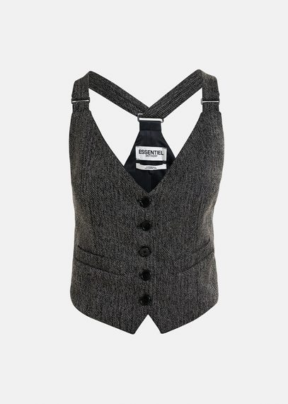 Gilet de tailleur noir à chevrons