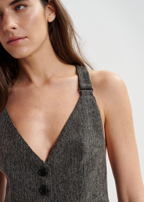 Gilet de tailleur noir à chevrons