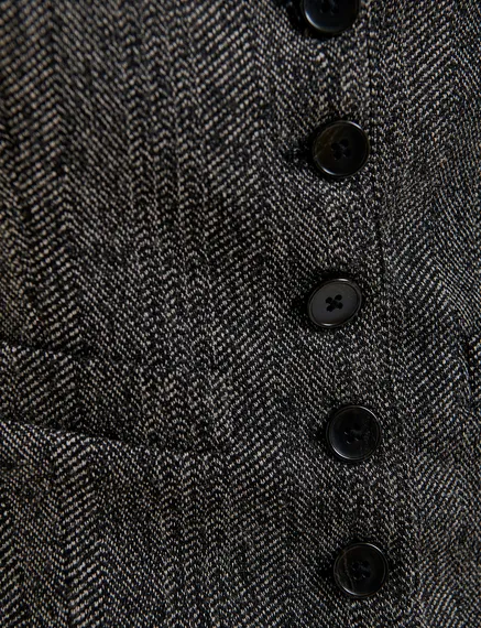 Black herringbone waist coat