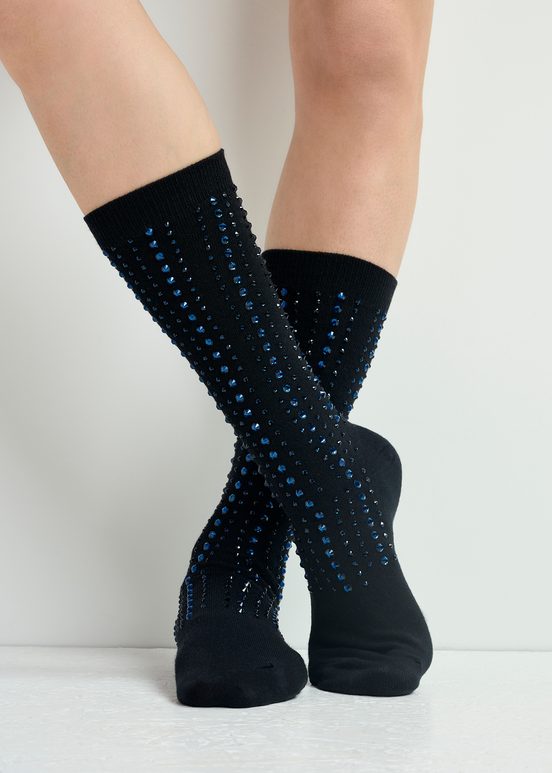 Chaussettes noires à strass