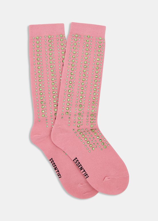 Vintage pink socks with rhinestone embellishments