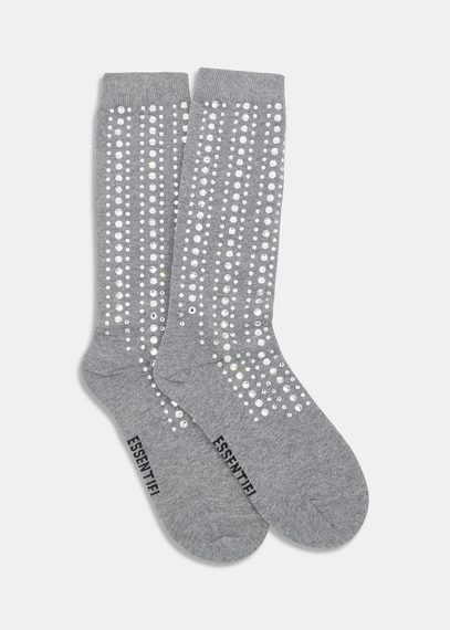 Graue Socken mit Strassverzierung