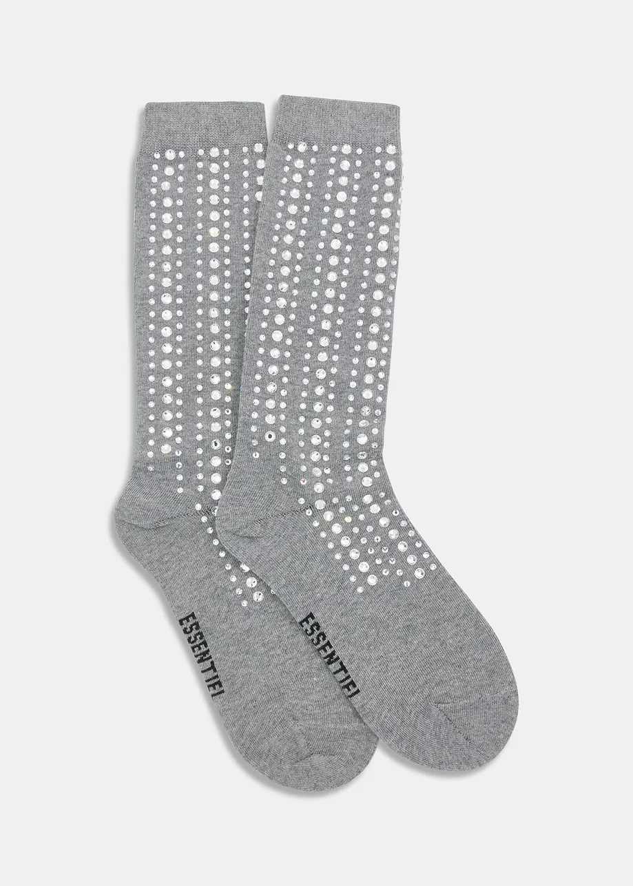 Chaussettes grises à strass