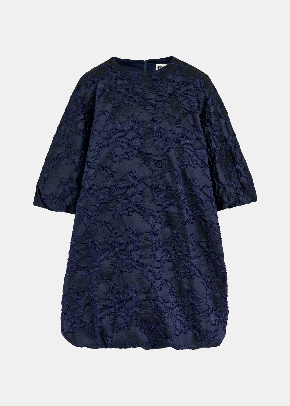 Mini-robe bouffante en jacquard bleu marine