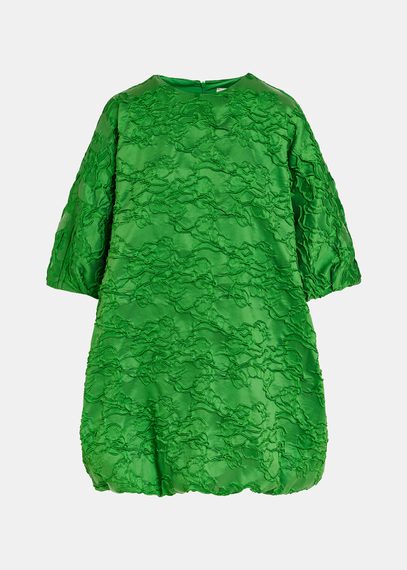 Groene mini-pofjurk in jacquard