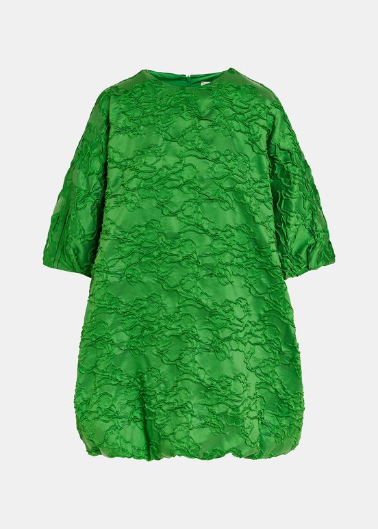 Minivestido abullonado de tejido jacquard, verde