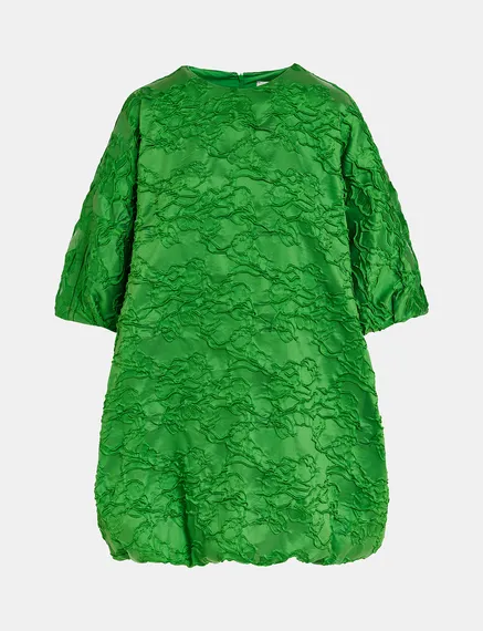 Mini-robe bouffante en jacquard verte