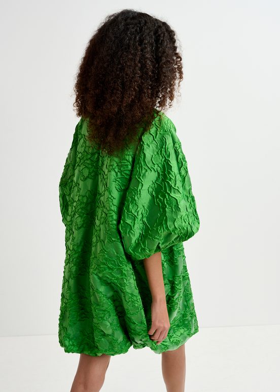 Groene mini-pofjurk in jacquard