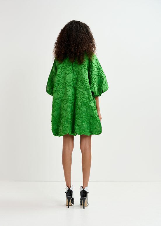 Mini-robe bouffante en jacquard verte