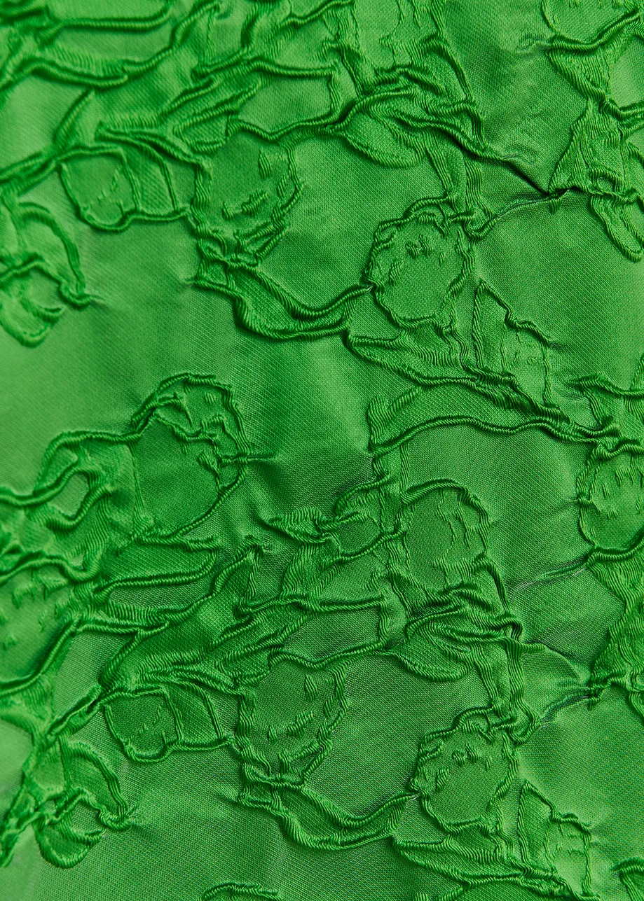 Miniabito arioso in tessuto jacquard verde