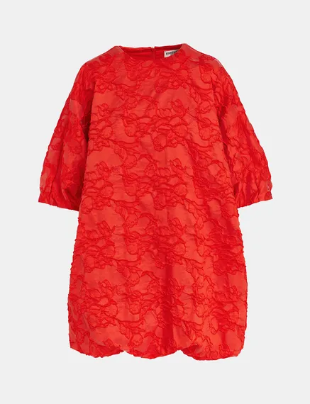 Mini-robe bouffante en jacquard rouge