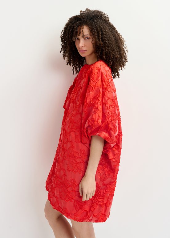 Mini-robe bouffante en jacquard rouge