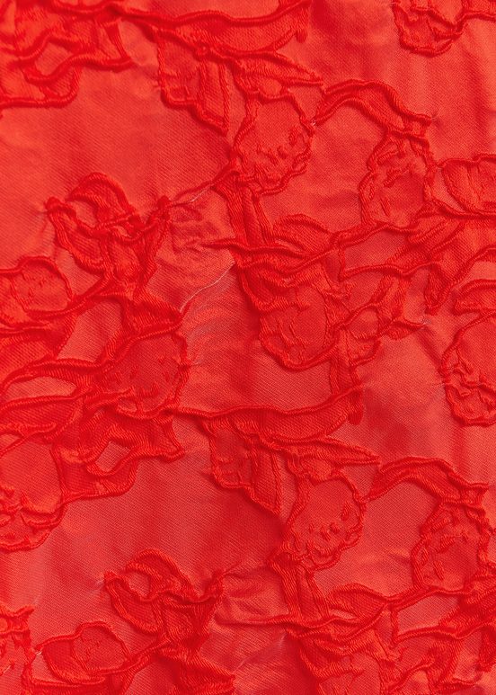 Rotes, weites Jacquard-Minikleid