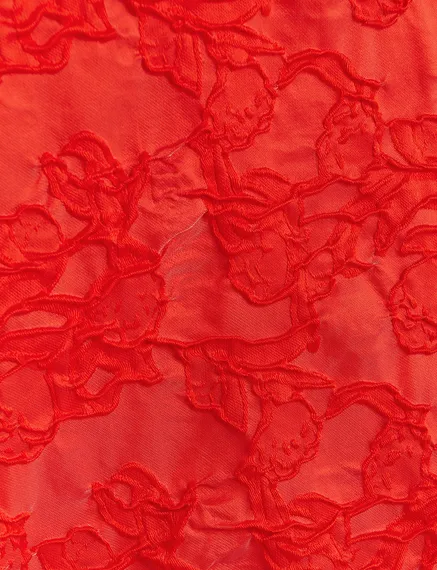 Rotes, weites Jacquard-Minikleid