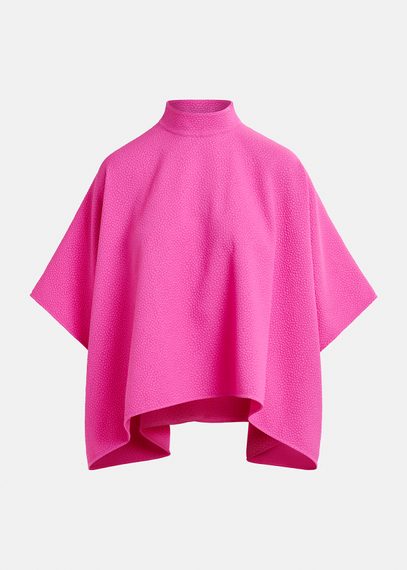 Fuchsiafarbenes Oversized Top mit Stehkragen