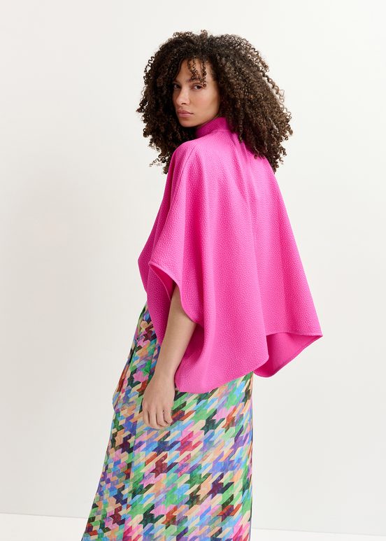 Fuchsia oversized top with stand-up collar