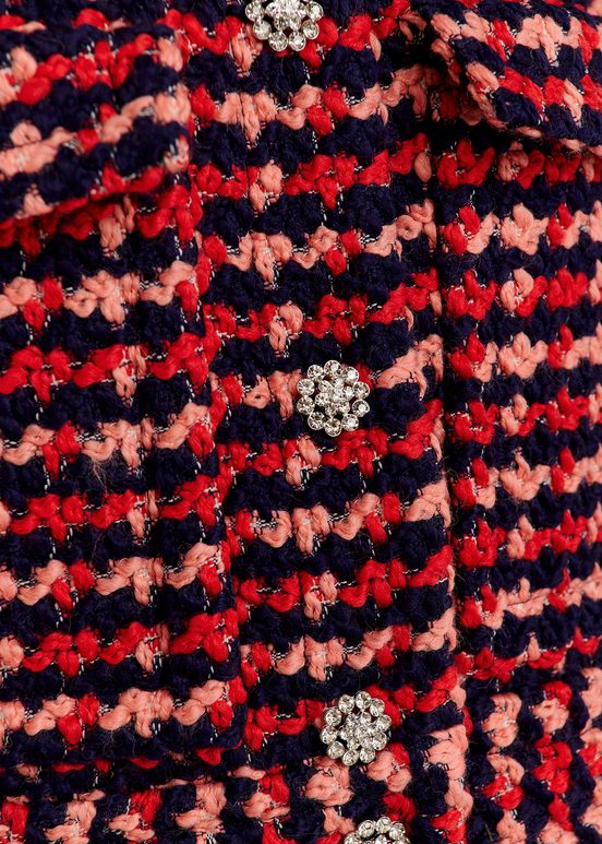 Tweedjacke aus Wollmischgewebe in Marineblau, Rot und Pfirsich