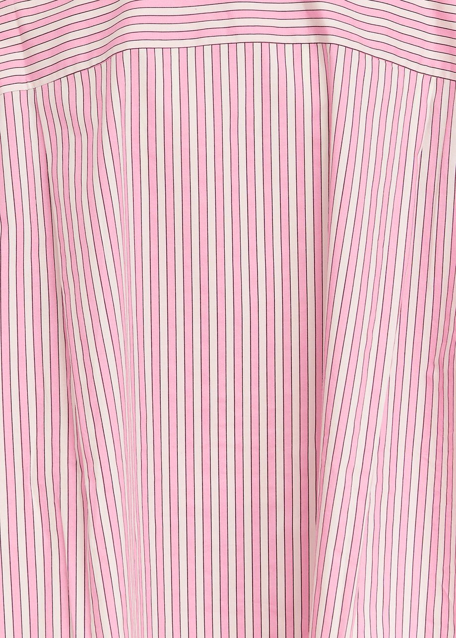 Pink and white striped cotton shirt with pussy bow